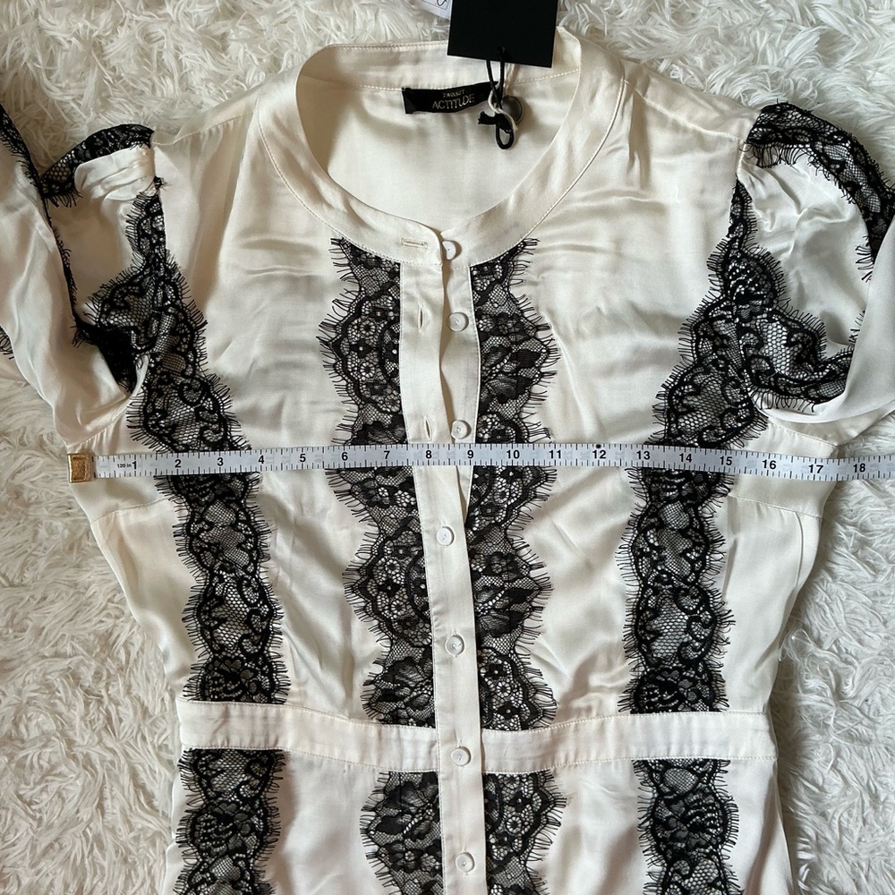 🖤 Twinset Actitude Cream and Black Lace detail Midi Dress – Size XS – NWT - Picture 7 of 8
